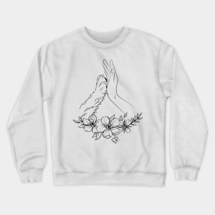 Woman Hand And Dog Paw Floral Crewneck Sweatshirt